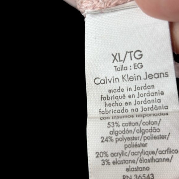 Calvin Klein Jeans Women's Blush Pink Sweater XL Crew Neck Raglan Sleeve - Picture 5 of 6